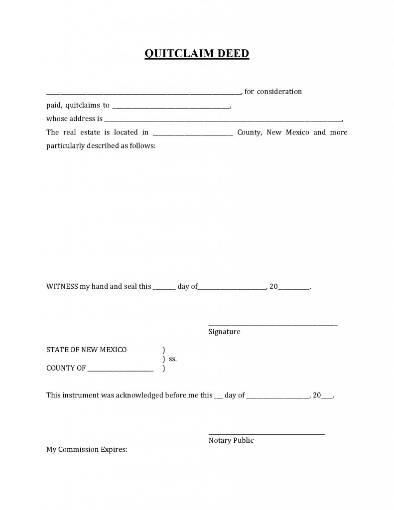 New Mexico Quit Claim Deed Form Deed Forms Deed Forms
