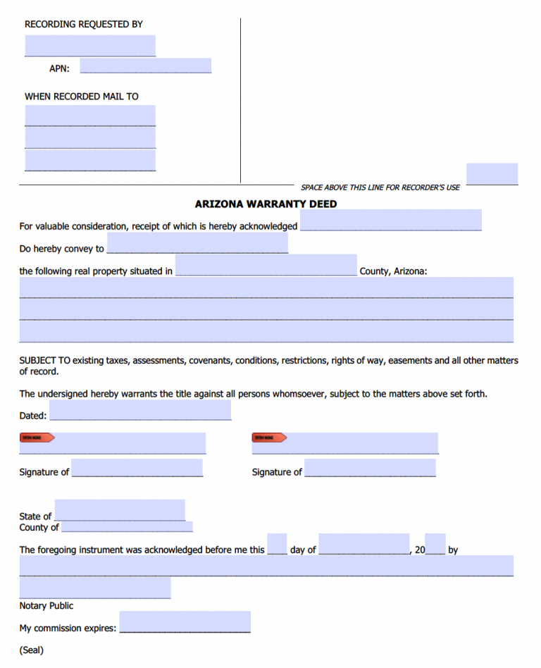 Arizona General Warranty Deed Form Deed Forms Deed Forms